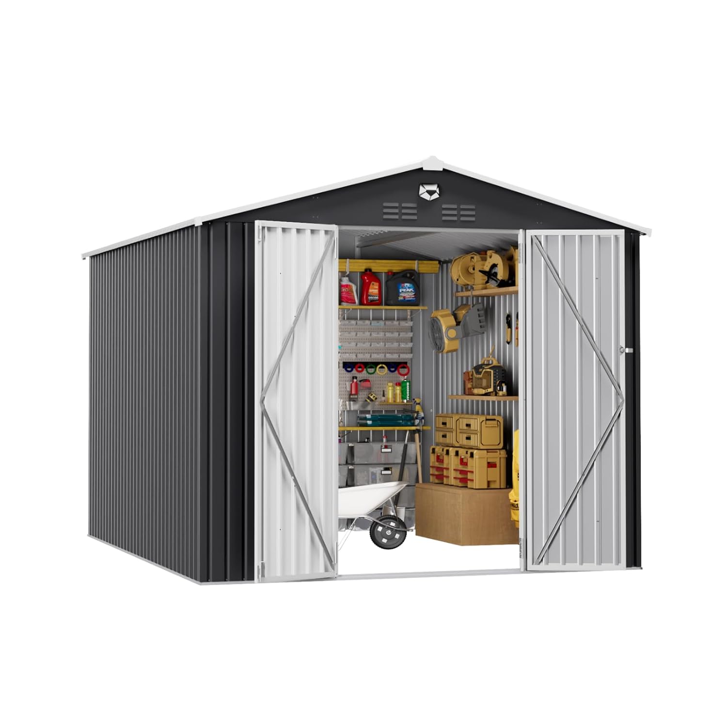 Outdoor Furniture Set - 10x12 FT Metal Outdoor Storage Shed