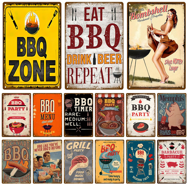 Outdoor Furniture Zone - BBQ Zone Metal Sign Vintage Tin