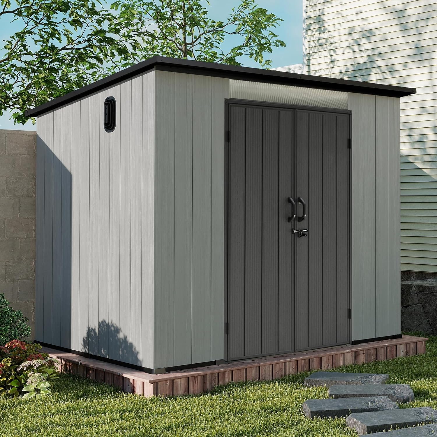Outdoor Furniture Heavy Duty - Domi 6x9FT Resin Outdoor Storage Shed