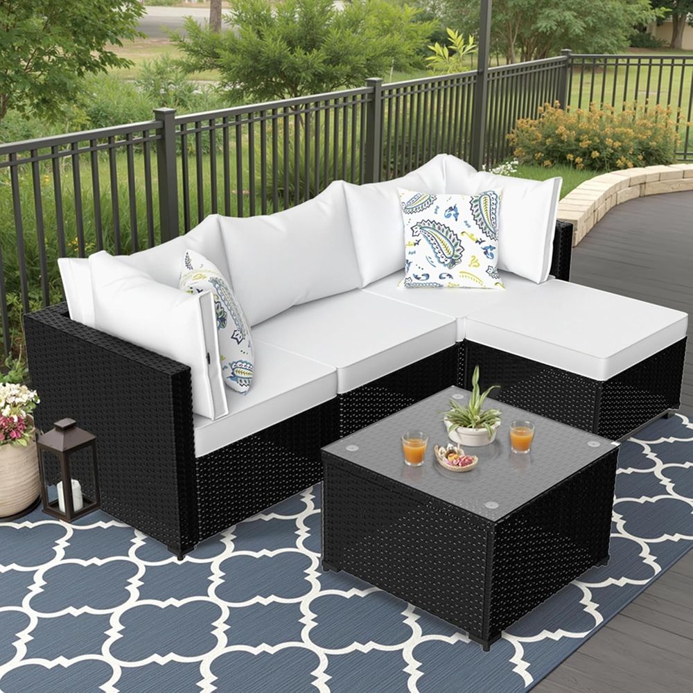 Outdoor Furniture Set - 5-Piece Outdoor PE Wicker Patio Furniture