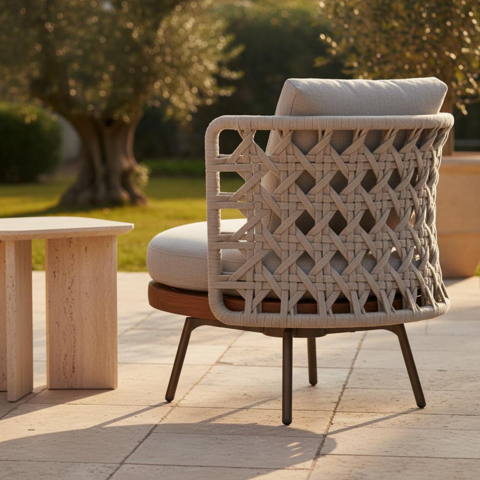 Outdoor Furniture One Piece - 3 Pieces Teak Armchair Nordic Design
