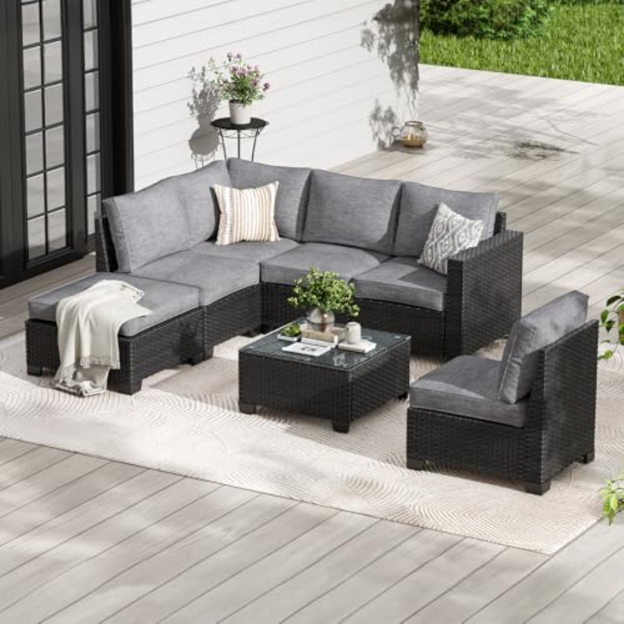 Outdoor Furniture One Piece - Outdoor patio furniture set: 7-piece corner
