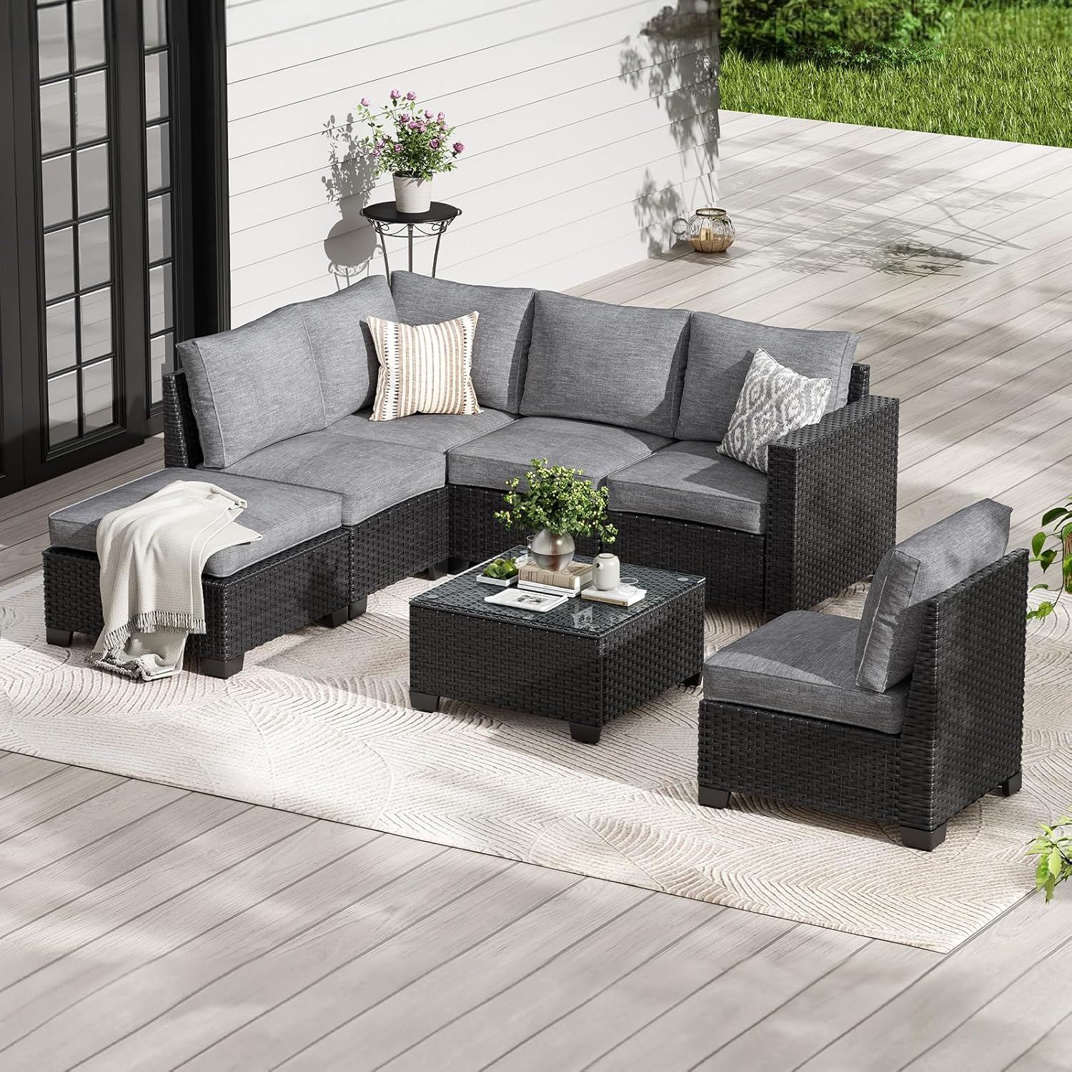 7-Piece Patio Furiture Sofa Se - Outdoor Furniture One Piece avaliação e preço