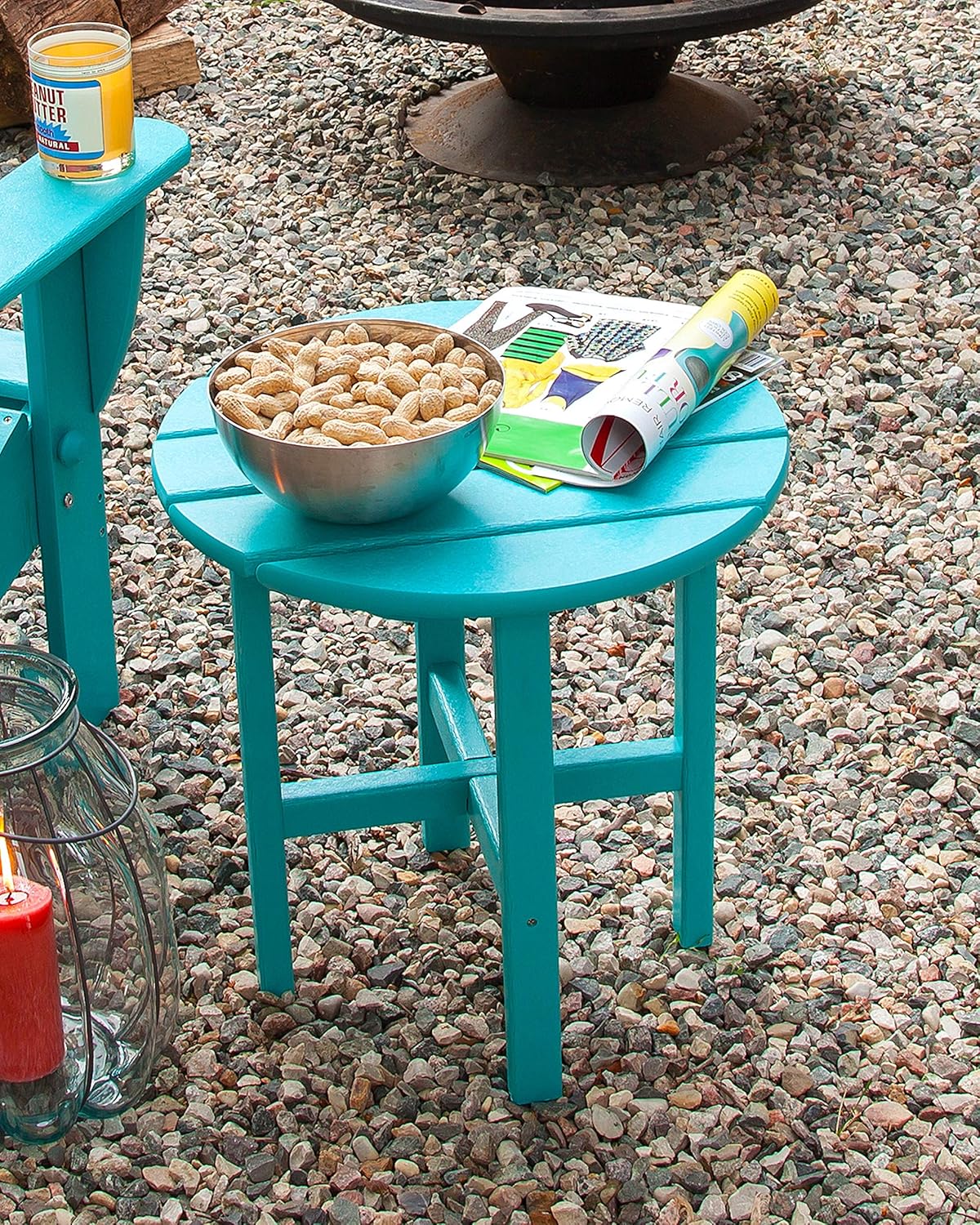Round Side Table, 18 Inch, Out - Outdoor Furniture Recycled Plastic avaliação e preço
