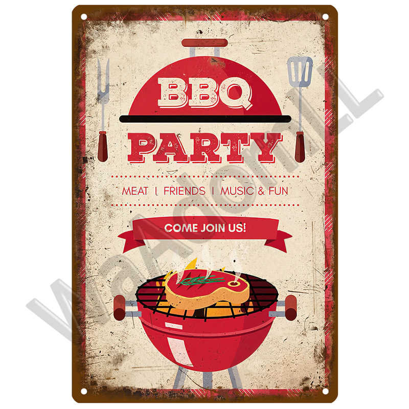 BBQ Zone Metal Sign Vintage Ti - Outdoor Furniture Zone avaliação e preço