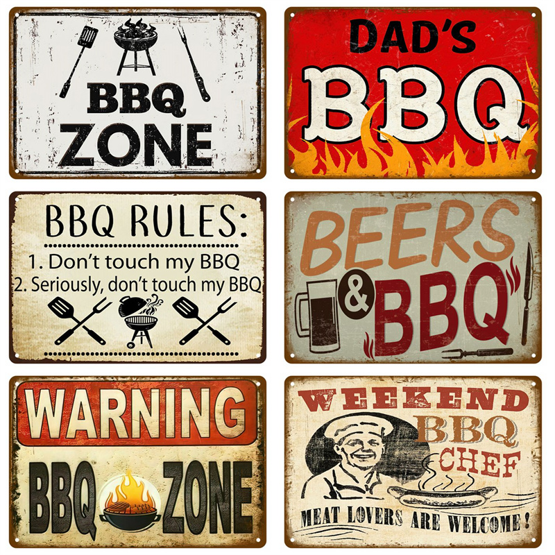 Vintage Tin Sign Dad`s BBQ Yar - Outdoor Furniture Zone avaliação e preço