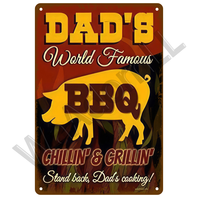 Vintage Tin Sign Dad`s BBQ Yar - Outdoor Furniture Zone avaliação e preço