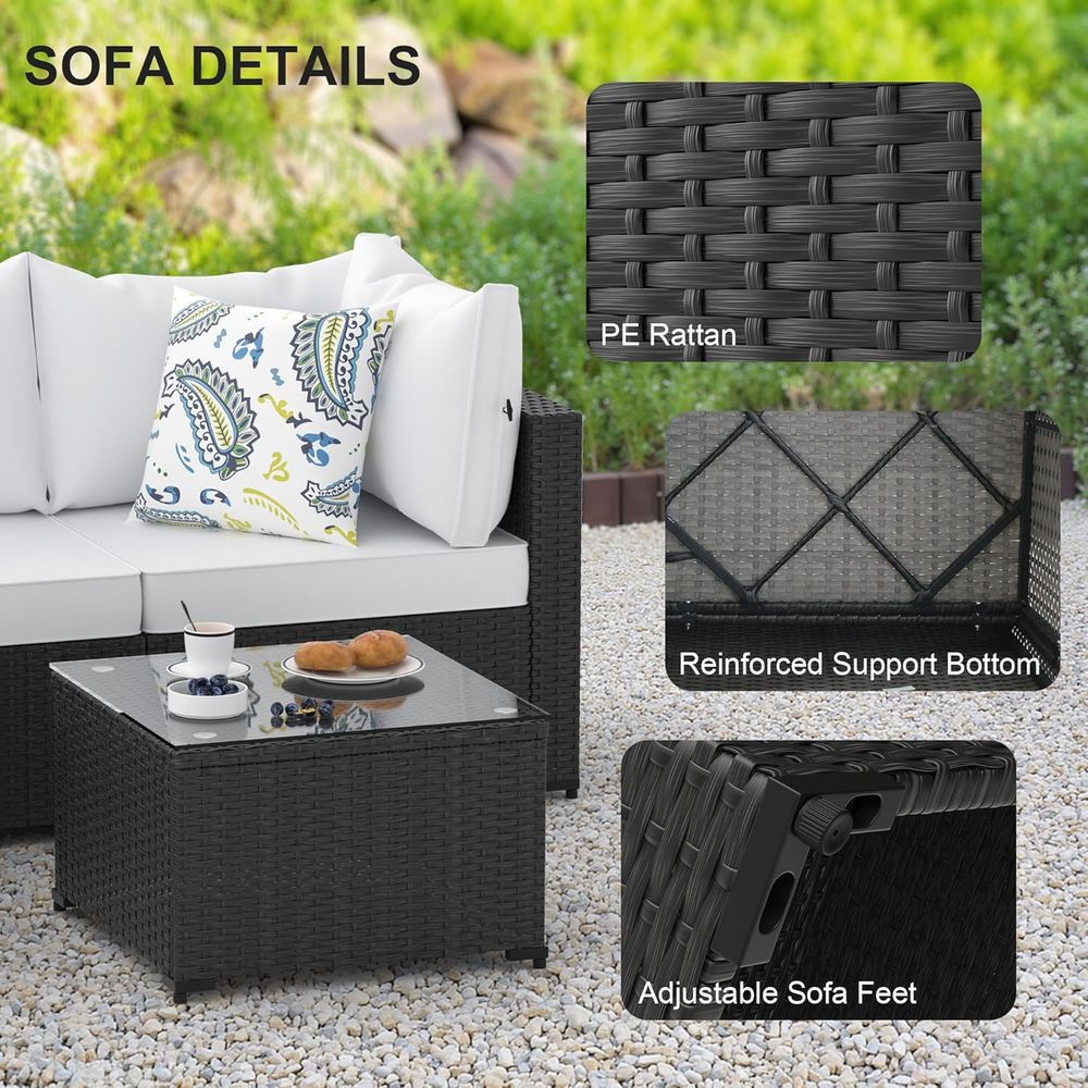 5-Piece Outdoor PE Wicker Pati - Outdoor Furniture Set avaliação e preço