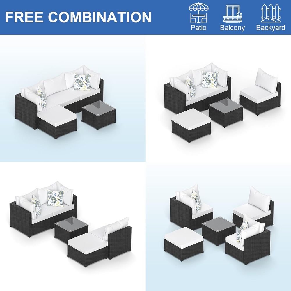 5-Piece Outdoor PE Wicker Pati - Outdoor Furniture Set avaliação e preço