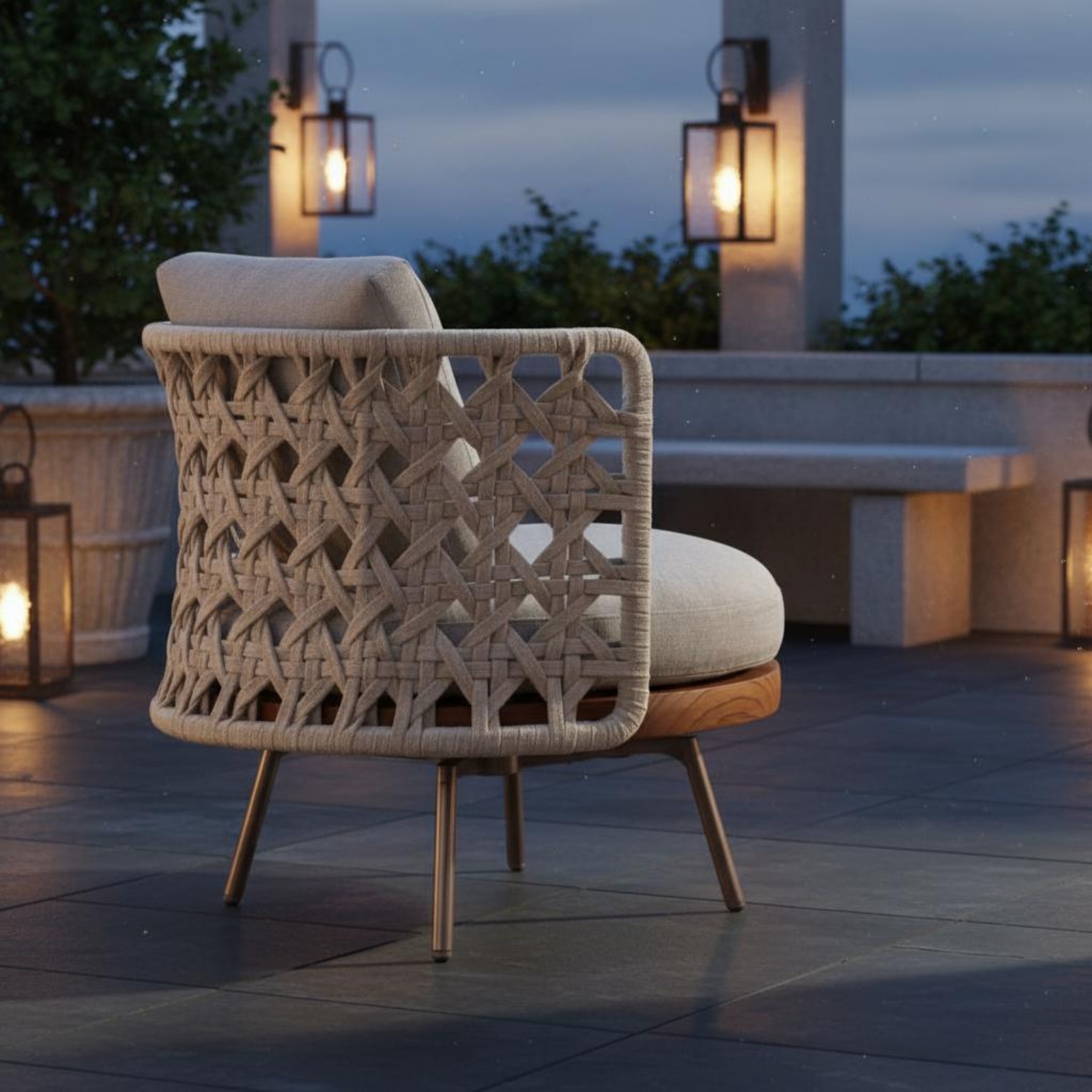 3 Pieces Teak Armchair Nordic  - Outdoor Furniture One Piece avaliação e preço