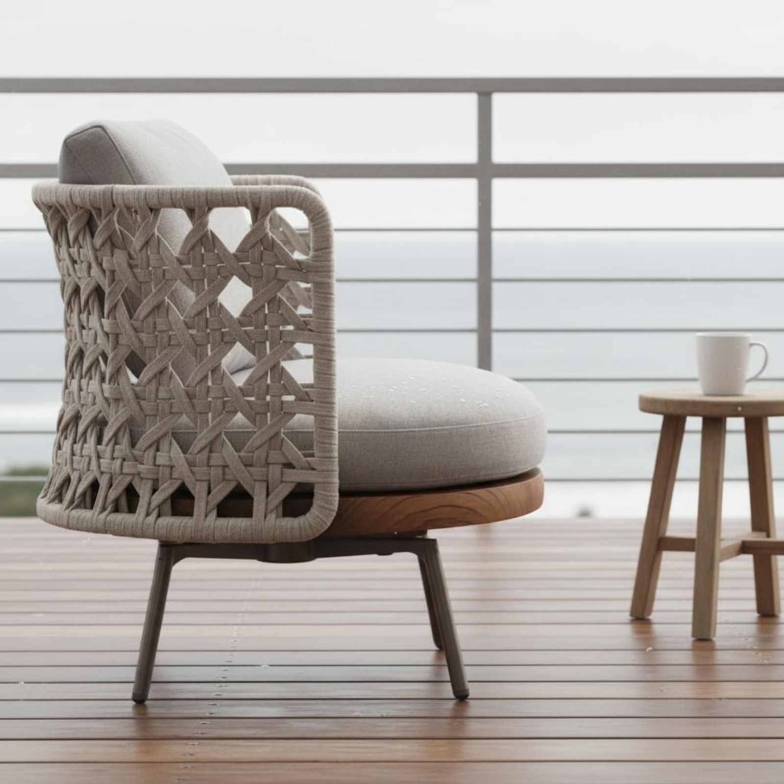 3 Pieces Teak Armchair Nordic  - Outdoor Furniture One Piece avaliação e preço