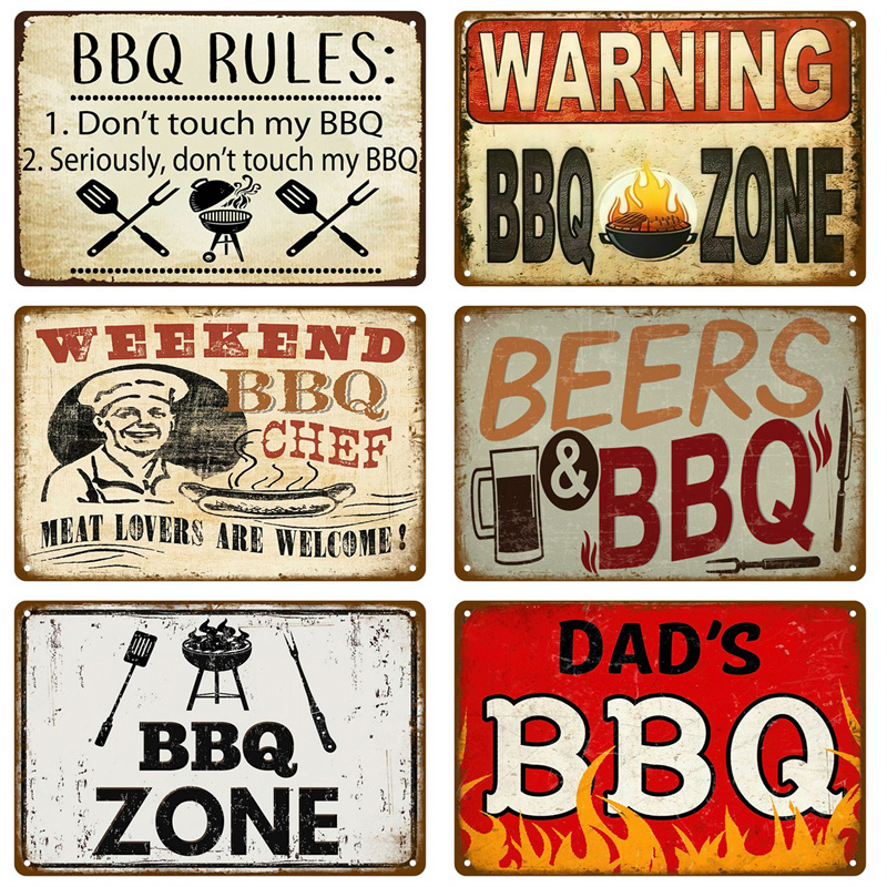 Vintage Tin Sign Dad`s BBQ Yar - Outdoor Furniture Zone avaliação e preço