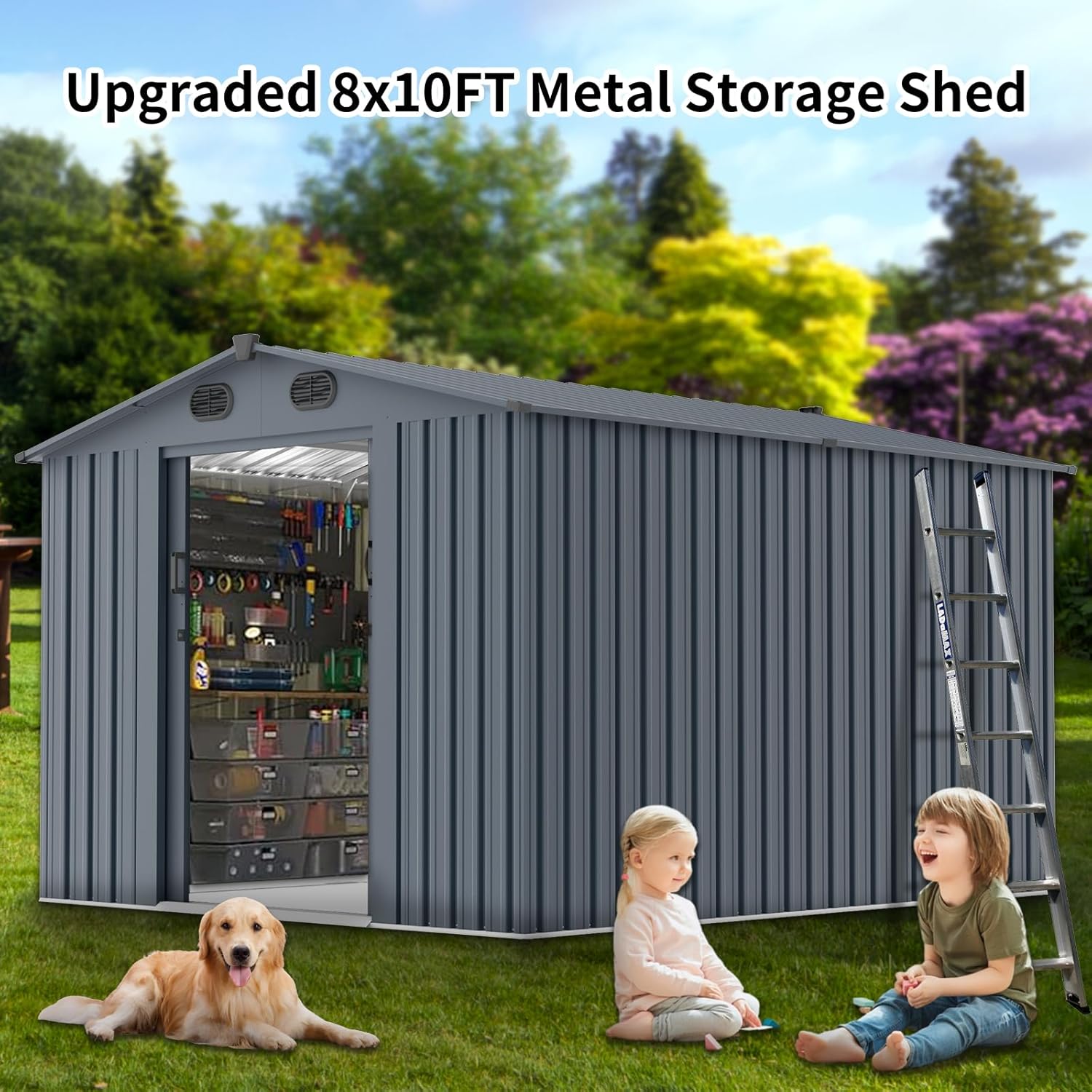 Outdoor Storage Shed 8x10 FT w - Outdoor Furniture Set avaliação e preço